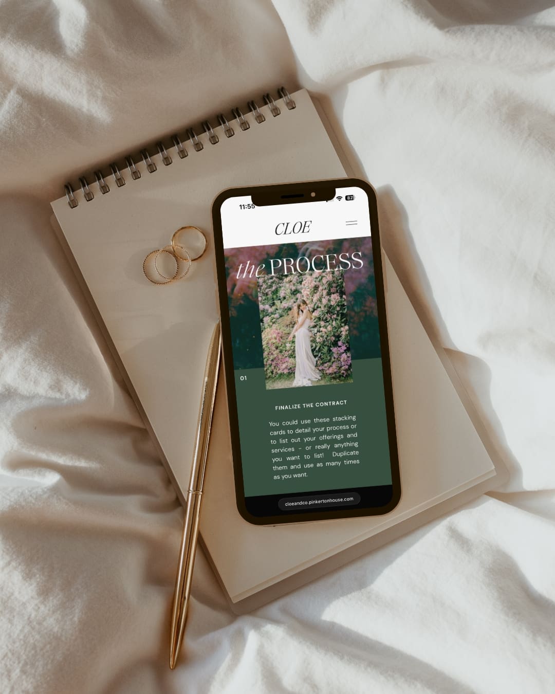 mobile view of a showit template page for photographers